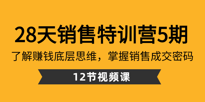 （8659期）28天·销售特训营5期：了解赚钱底层思维，掌握销售成交密码（12节课）