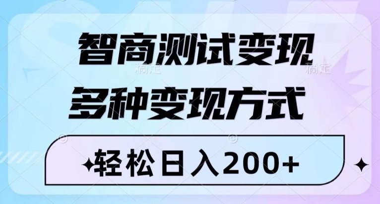 智商测试变现，轻松日入200+，几分钟一个视频，多种变现方式