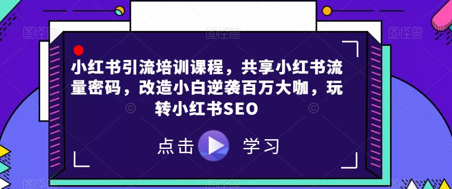 小红书引流培训课程，共享小红书流量密码，改造小白逆袭百万大咖，玩转小红书SEO