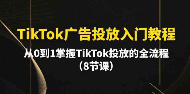 （10085期）TikTok广告投放入门教程，从0到1掌握TikTok投放的全流程（8节课）