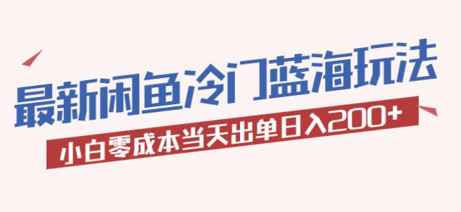 2023最新闲鱼冷门蓝海玩法，小白零成本当天出单日入200+【揭秘】