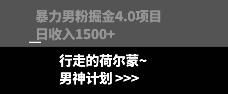 暴力男粉掘金4.0项目不违规不封号无脑复制单人操作日入1000+