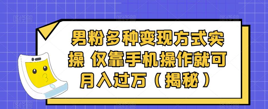 男粉多种变现方式实操，仅靠手机操作就可月入过万（揭秘）