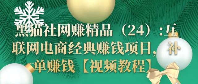 黑猫社网赚精品24：互联网电商经典赚钱项目，补单赚钱【视频教程】