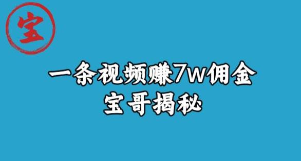 宝哥揭秘一条视频赚7W佣金，一个不需要真人露脸就能操作的短视频项目