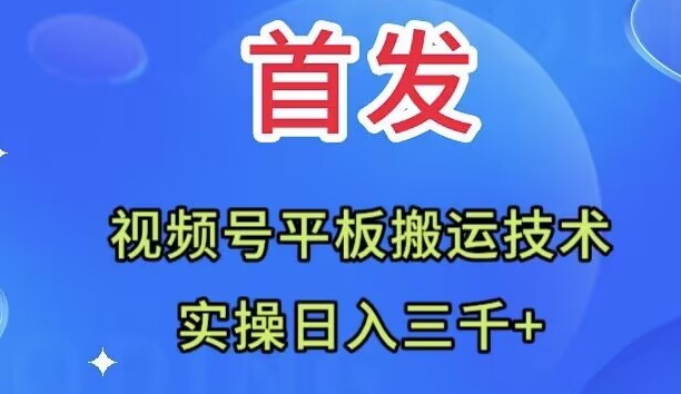 全网首发：视频号平板搬运技术，实操日入三千＋