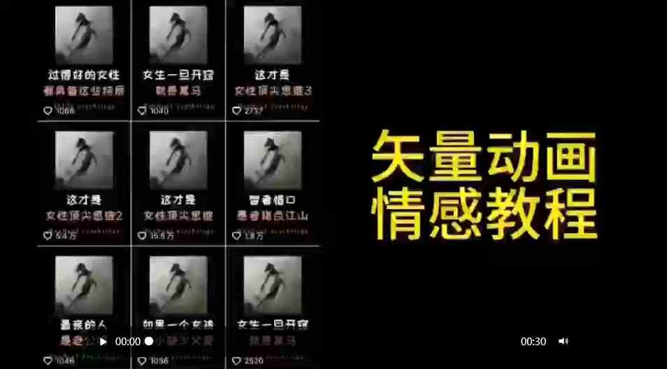 （9334期）矢量动画情感教程：高点赞涨粉，适合情感、思维、创业教育等赛道