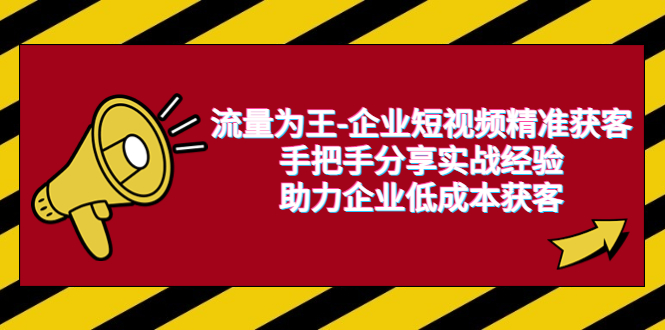 （6477期）流量为王-企业 短视频精准获客，手把手分享实战经验，助力企业低成本获客