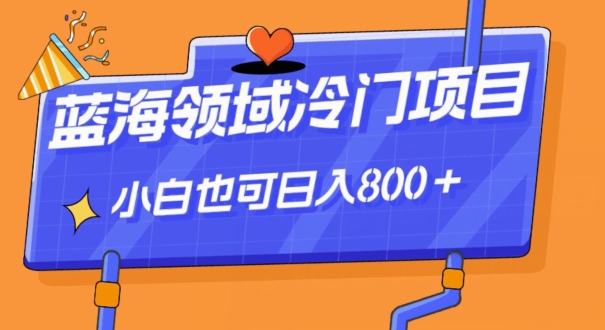 蓝海领域冷门赛道，一单39.9，日入800＋