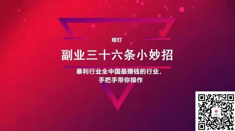 明灯副业三十六条小妙招之第16招暴利行业全中国最赚钱的行业，手把手带你操作