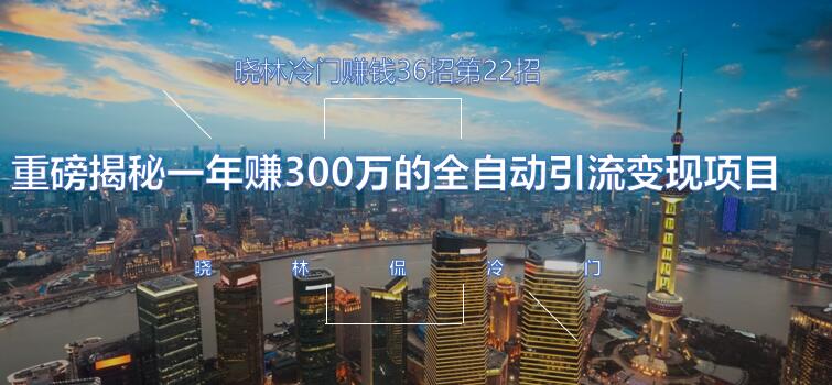 晓林冷门赚钱36招第22招重磅揭秘一年赚300万的全自动引流变现项目【视频课程】