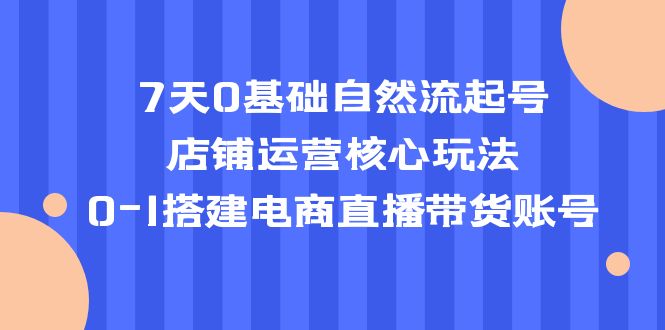 （5350期）7天0基础自然流起号，店铺运营核心玩法，0-1搭建电商直播带货账号