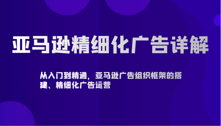 亚马逊精细化广告详解-从入门到精通，亚马逊广告组织框架的搭建、精细化广告运营