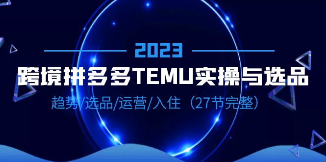 （6550期）2023跨境·拼多多·TEMU实操与选品，趋势·选品·运营·入住（27节完整）