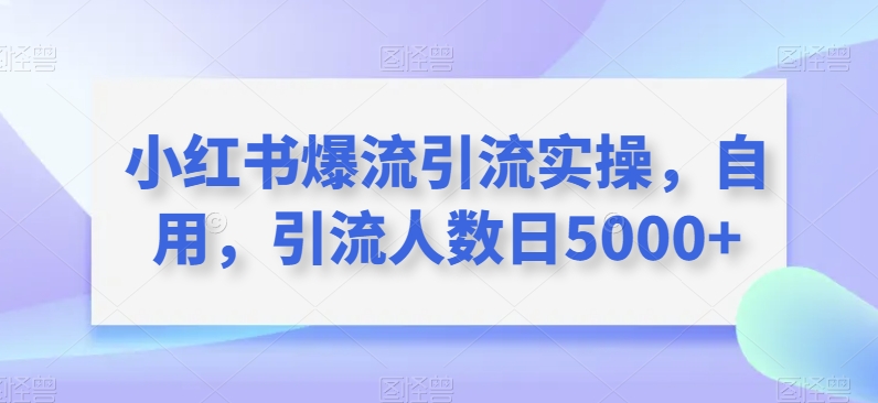 小红书爆流引流实操，自用，引流人数日5000+