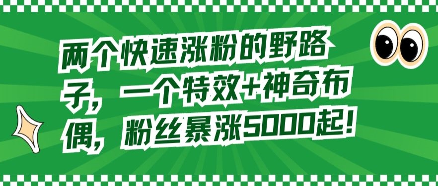 两个快速涨粉的野路子，一个特效+神奇布偶，粉丝暴涨5000起