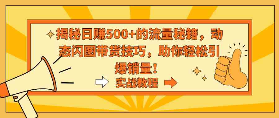 （9058期）揭秘日赚500+的流量秘籍，动态闪图带货技巧，助你轻松引爆销量！