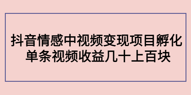 （4282期）黄岛主副业孵化营第5期：抖音情感中视频变现项目孵化 单条视频收益几十上百