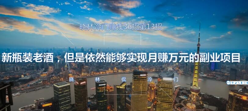 晓林冷门赚钱36招第13招新瓶装老酒，但是依然能够实现月赚万元的副业项目【视频课程】