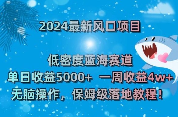 2024最新风口项目，低密度蓝海赛道，单日收益5000+，一周收益4w+！