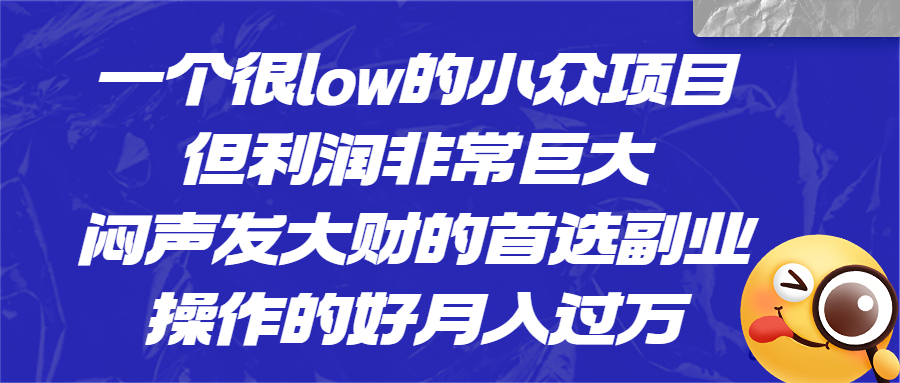 （6601期）一个很low的小众项目，但利润非常巨大，闷声发大财的首选副业，月入过万