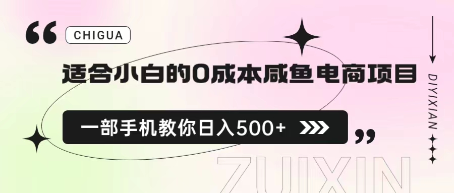 （6652期）适合小白的0成本咸鱼电商项目，一部手机，教你如何日入500+的保姆级教程