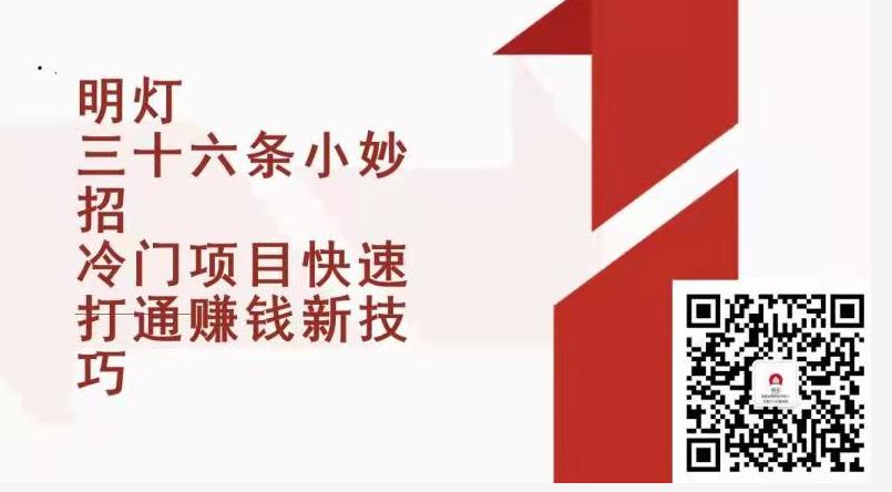 明灯三十六条小妙招第12招冷门项目快速打通赚钱新技巧