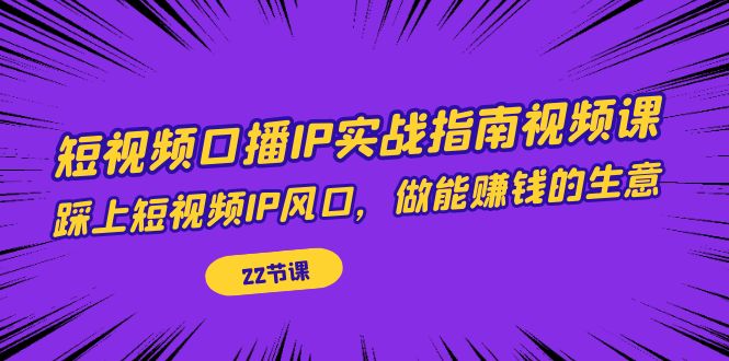 短视频口播IP实战指南视频课，踩上短视频IP风口，做能赚钱的生意（22节课）