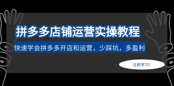 （4883期）拼多多店铺运营实操教程：快速学会拼多多开店和运营，少踩坑，多盈利