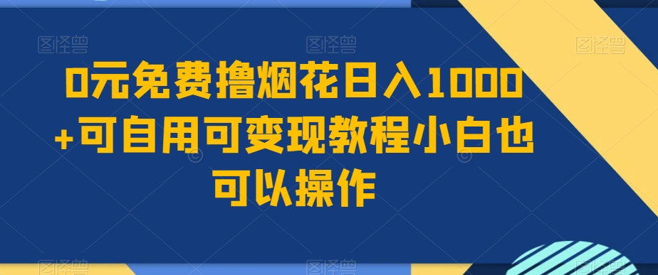 0元免费撸烟花日入1000+可自用可变现教程小白也可以操作，永久免费更新链接