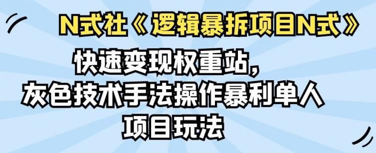 倪尔昂逻辑暴拆项目N式之03：快速变现权重站，灰色技术手法操作暴利单人项目玩法