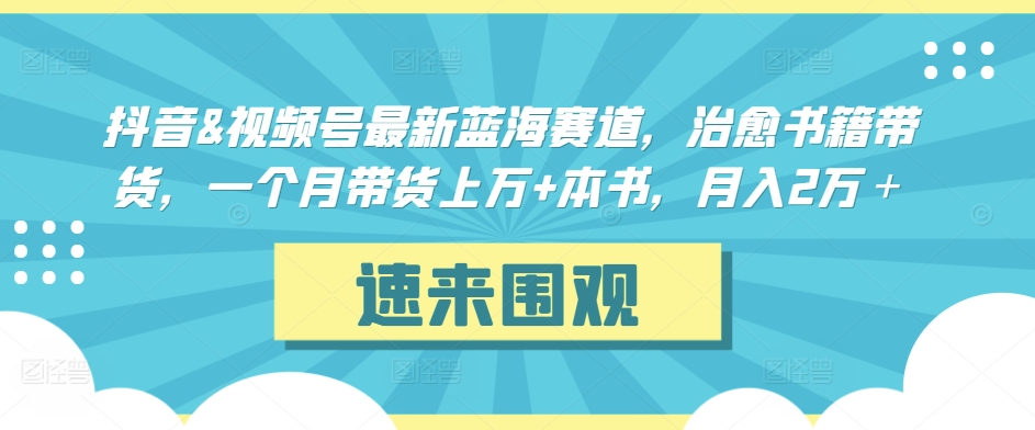 抖音&视频号最新蓝海赛道，治愈书籍带货，一个月带货上万+本书，月入2万＋