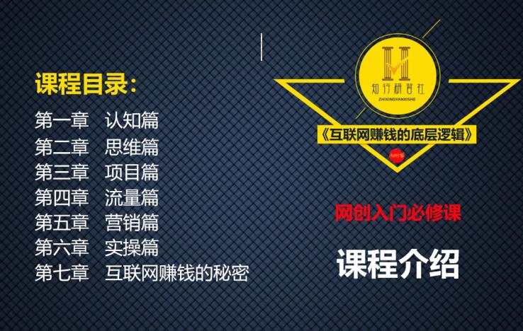 网创入门必修课《互联网赚钱的底层逻辑》