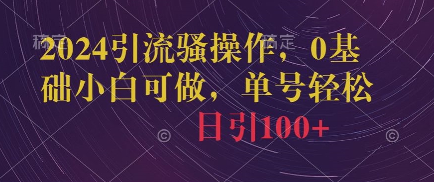 2024引流骚操作，0基础小白可做，单号轻松日引100+