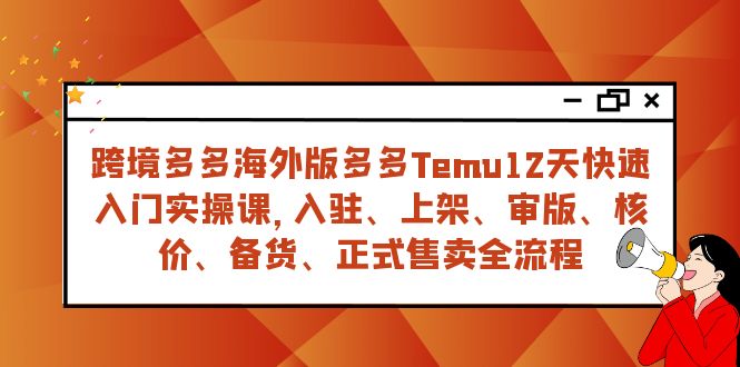 跨境多多海外版多多Temu12天快速入门实战课，从入驻 上架到正式售卖全流程