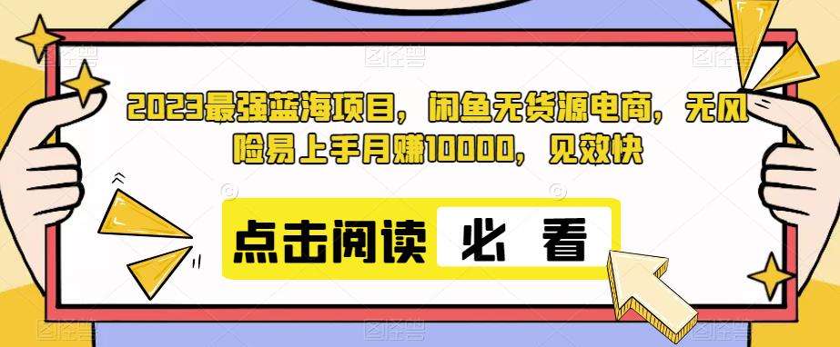 2023最强蓝海项目，闲鱼无货源电商，无风险易上手月赚10000，见效快