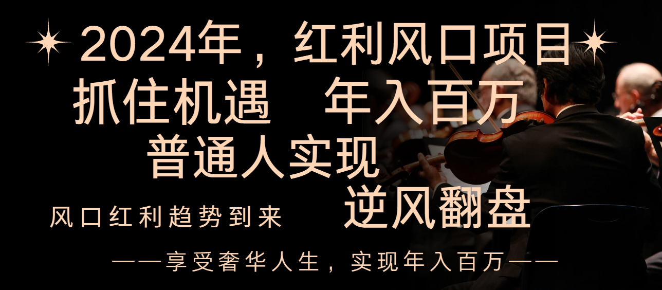 （8418期）2024红利风口项目来袭，享受第一波红利，逆风翻盘普通人也能实现，年入百万