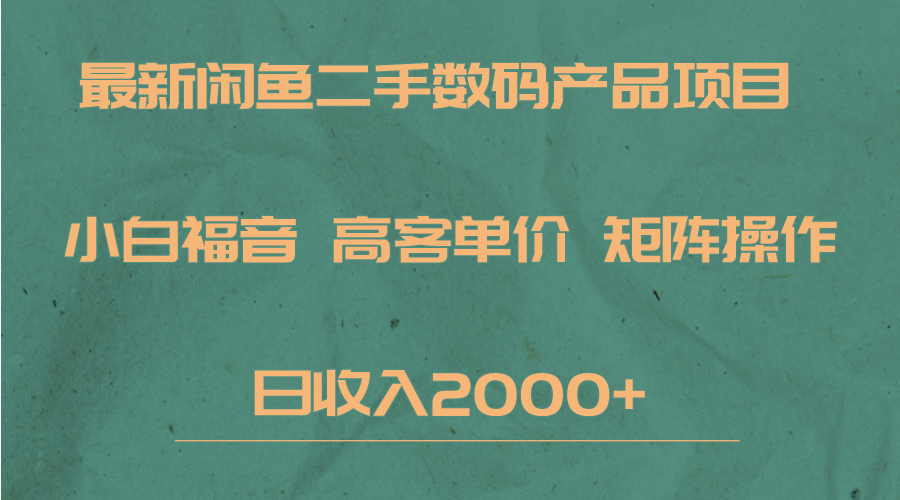 最新闲鱼二手数码赛道，小白福音，高客单价，矩阵操作，日收入2000+