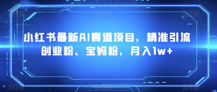 小红书最新AI赛道项目，精准引流创业粉、宝妈粉，月入1w+