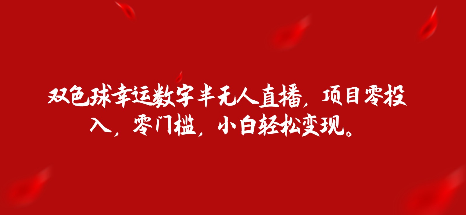 双色球幸运数字半无人直播，项目零投入，零门槛，小白轻松变现。