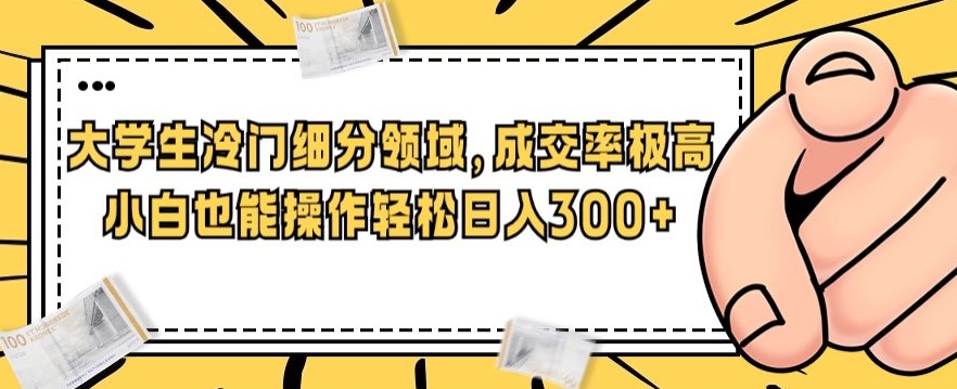 一个大学生冷门细分领域，成交率极高，小白也能操作，轻松日入300+