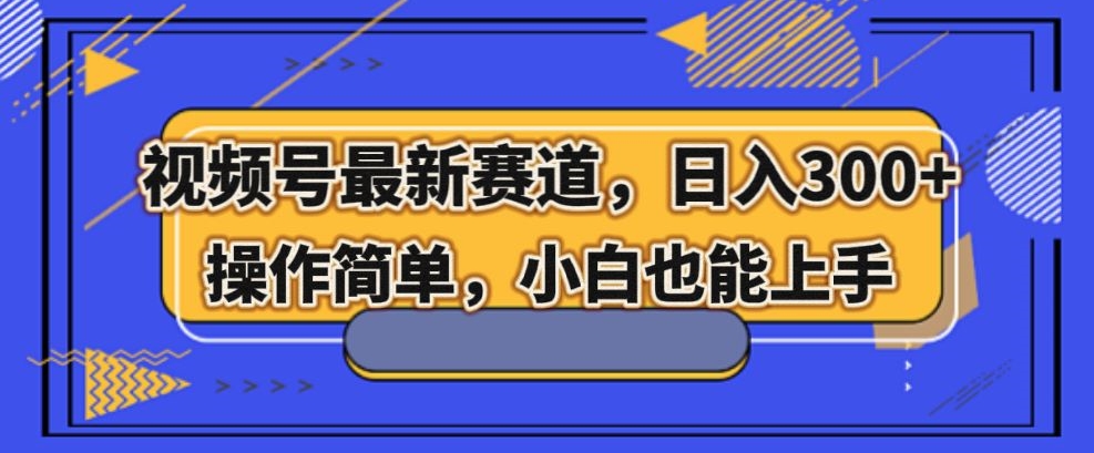 视频号最新赛道，日入300+，新手小白轻松掌握