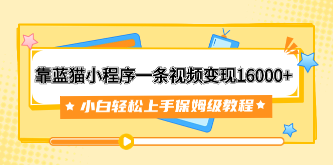 （7595期）靠蓝猫小程序一条视频变现16000+小白轻松上手保姆级教程（附166G资料素材）