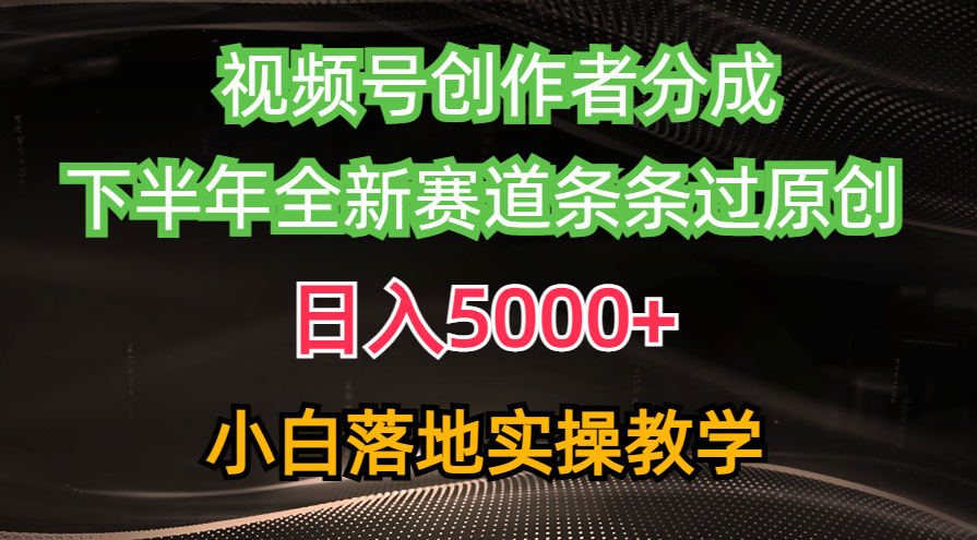 视频号创作者分成最新玩法，日入5000+  下半年全新赛道条条过原创，小…