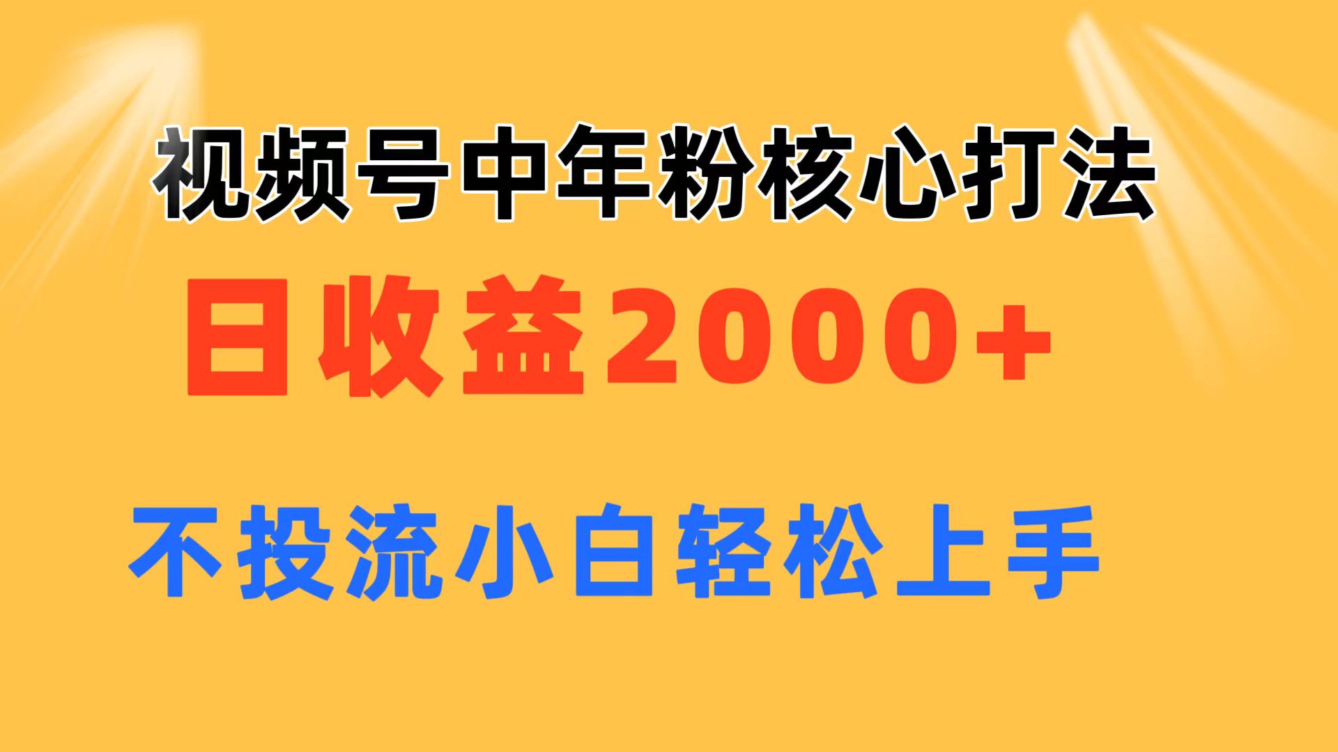 （11205期）视频号中年粉核心玩法 日收益2000+ 不投流小白轻松上手